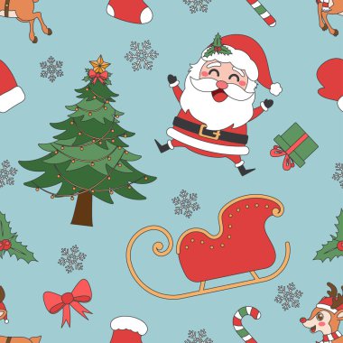 Noel temalı çizgiler karikatür desenleri kusursuz çizimler, mutlu Noeller..