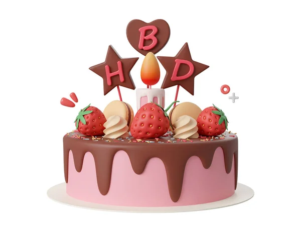 Birthday cake for celebration party, Happy Birthday, 3d illustration