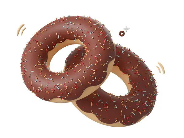 Chocolate donut cartoon style , 3d illustration