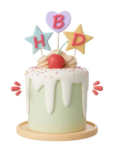 Birthday cake for celebration party, Happy Birthday, 3d illustration