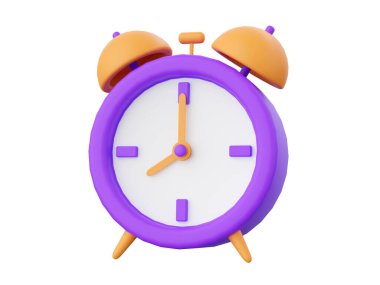 Alarm saati, okul malzemelerinin 3 boyutlu illüstrasyon öğeleri
