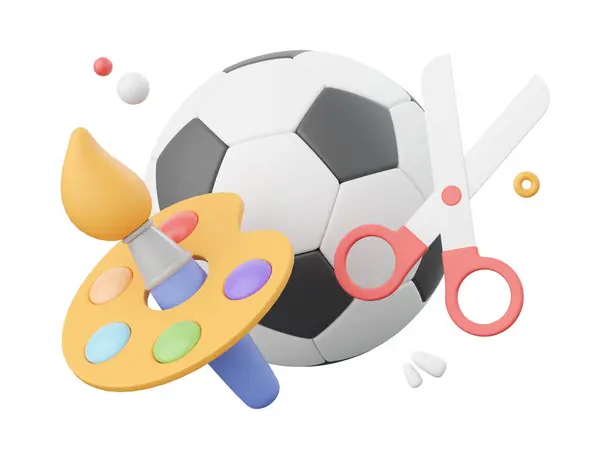 Football Paintbrush Color Palette Scissors Illustration Elements School Supplies — Stock Photo, Image
