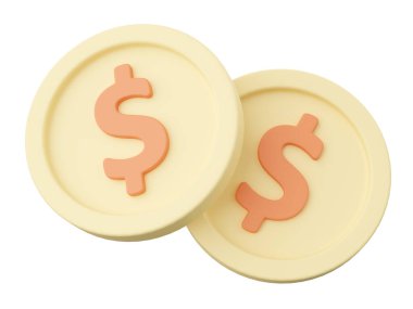 Dolar sikkeleri, seyahat ekipmanlarının 3d gösterimi