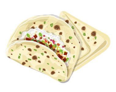 Hint yemekleri kulcha, Kulcha Hint Ekmeği, Vektör İllüstrasyonu