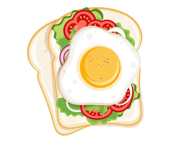 Frukost Smörgås Vit Bakgrund Vektor Illustration — Stock vektor