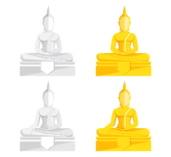 Patung Buddha Patung Buddha Emas Vektor Ilustrasi - Stok Vektor