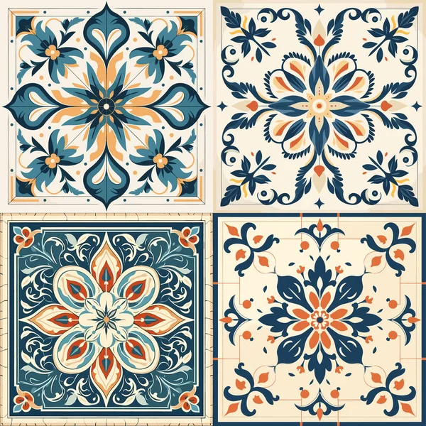 Geçmişe dönük dört vektörsüz şablon kümesi. Renkli çiçek ve çiçek arkaplanları.