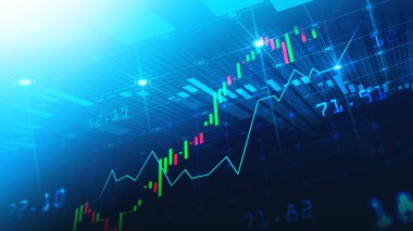 Finansal yatırım veya Ekonomik trendler iş fikri ve tüm sanat eserleri tasarımı için uygun grafik konseptinde borsa veya önx ticaret grafiği. Soyut finans arkaplanı