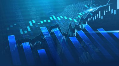 Finansal yatırım veya Ekonomik trendler iş fikri ve tüm sanat eserleri tasarımı için uygun grafik konseptinde borsa veya önx ticaret grafiği. Soyut finans arkaplanı. 