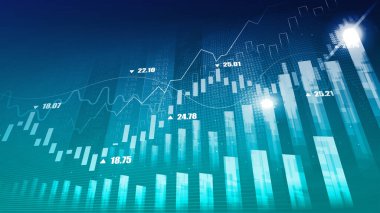 Finansal yatırım veya Ekonomik trendler iş fikri ve tüm sanat eserleri tasarımı için uygun grafik konseptinde borsa veya önx ticaret grafiği. Soyut finans geçmişi. Vektör illüstrasyonu