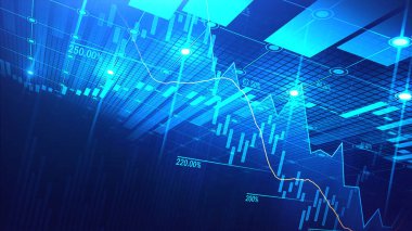 Finansal yatırım veya Ekonomik trendler iş fikri ve tüm sanat eserleri tasarımı için uygun grafik konseptinde borsa veya önx ticaret grafiği. Soyut finans arkaplanı