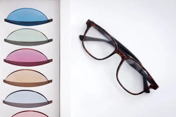 Γυαλιά Όρασης Πλαίσιο Κοντά Πολλά Πολύχρωμα Οφθαλμολογικούς Φακούς Για Την Royalty Free Φωτογραφίες Αρχείου