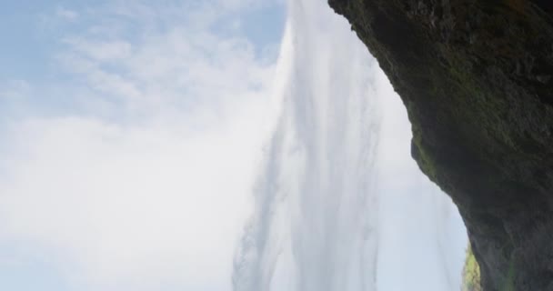 Zlanda Şelalesi Güzel Zlanda Manzarasında Seljalandsfoss Ünlü Turistik Mekan Doğal — Stok video