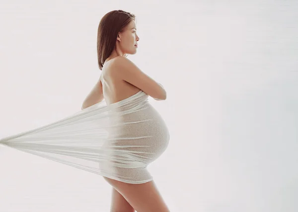 Hamilelik Hamile Kadın Hamilelik Fotoshoot Profil Portresi Aylık Dönemde Karnındaki — Stok fotoğraf
