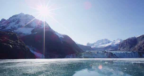 Glacier Bay Landskap Visar Johns Hopkins Glacier Och Mount Fairweather — Stockvideo