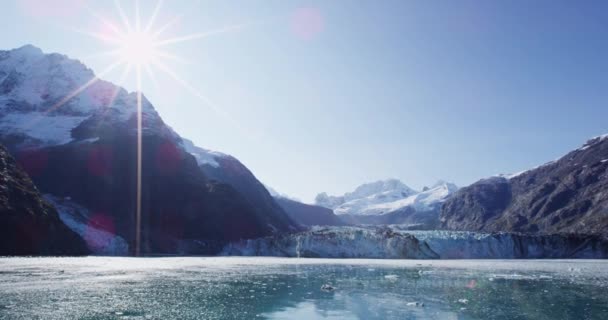 Alaska Glacier Bay Landscape Johns Hopkins Glacier Mount Fairweather Range — Stok video