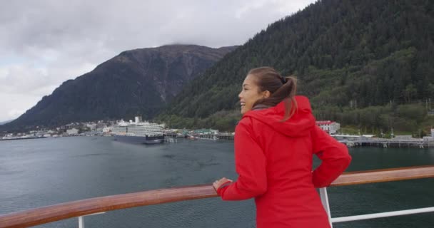 Cruise Ship Passenger Juneau Harbor Alaska Cruise Passage — Stock videók