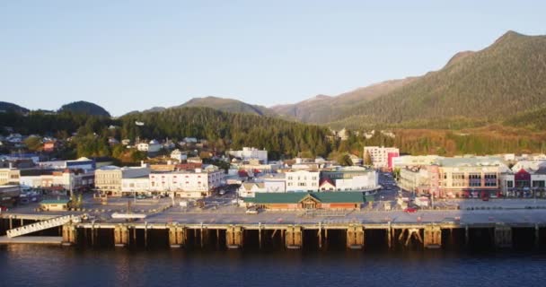 Alaska City Ketchikan Famous Cruise Ship Destination Alaska Passage Beautiful — Vídeos de Stock