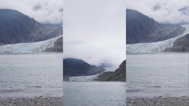 Vertical Video Alaska Nature Landscape Mendenhall Glacier Mendenhall Lake Red — Stock videók