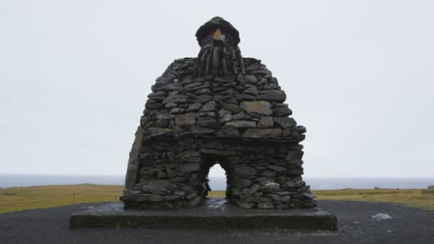 Iceland Sculpture Bardur Snaefellsnes Peninsula West Iceland Icelandic Statue Bardar — Video Stock