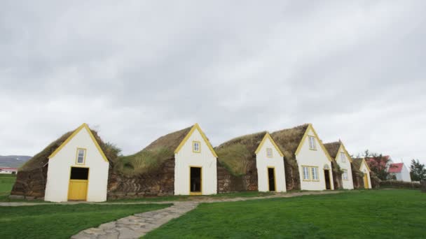 Old Farmhouse Laufas Glaumbaer Farm Folk Museum Turf Roof Houses — Wideo stockowe