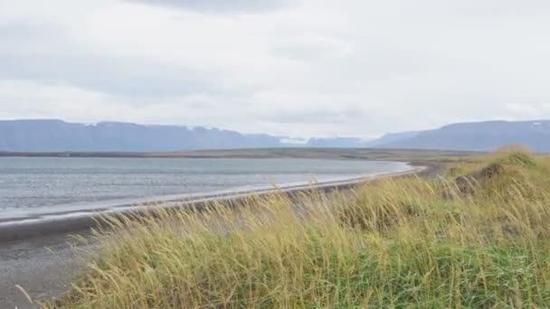 Iceland Nature Landscape Beach Mountains Skagi Peninsula North Iceland Slow — Vídeos de Stock