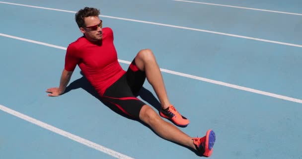 Athlete Sprinter Relaxing Run Athletics Running Track Field Stadium Male — Stock video