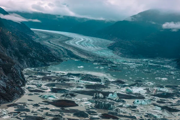 Glagier Derretimiento Icebergs Helicóptero Aéreo Vista Excursión Skagway Alaska Calentamiento — Foto de Stock
