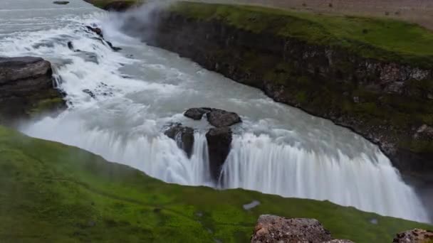 Cachoeira Islândia Cachoeira Gullfoss Viagem Destino Atração Turística Cachoeiras Islandesas — Vídeo de Stock