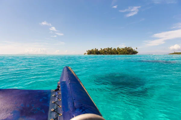 Boat Excursion Catamaran Going Private Island Bora Bora Tahiti French — Stock Photo, Image
