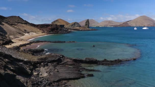 Galapagos Bartolome Island Islas Galapagosöarna Ikoniska Natur Resa Landskap Sullivan — Stockvideo