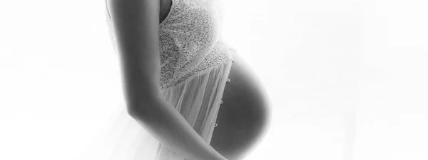 Pregnant Woman Maternity Artistic Photoshoot Pregnancy Profile Portrait Showing Beautiful — Stock Photo, Image