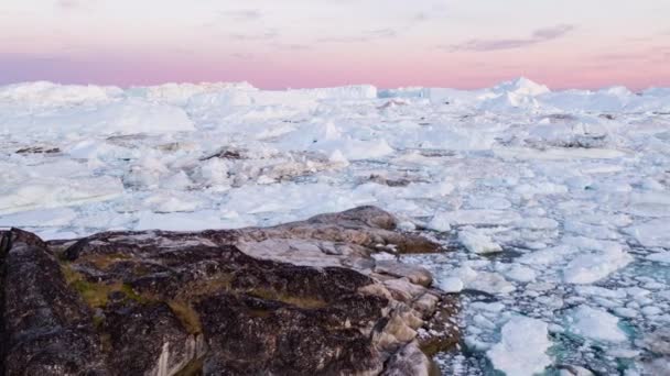 Iceberg Ice Glacier Arctic Nature Landscape Greenland Aerial Video Drone — Stock video