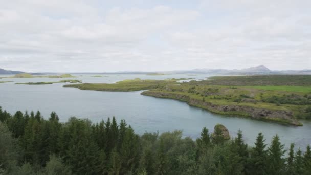 Ισλανδία Φύση Λίμνη Myvatn Ισλανδικό Τοπίο Βόρεια Ισλανδία Όμορφο Ήρεμο — Αρχείο Βίντεο