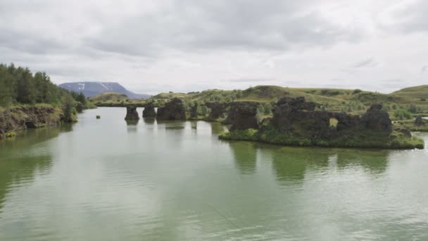 Ισλανδία Φύση Λίμνη Myvatn Ισλανδικό Τοπίο Βόρεια Ισλανδία Όμορφο Ήρεμο — Αρχείο Βίντεο