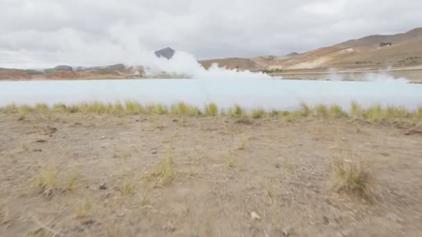 Ισλανδικό Φυσικό Τοπίο Γεωθερμικό Εργοστάσιο Ενέργειας Κοντά Στο Krafla Στην — Αρχείο Βίντεο