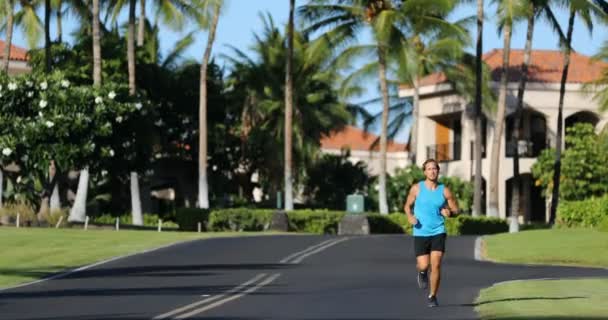 Running Athlete Man Runner Training Cardio Road Marathon Run Athletic — Stock video