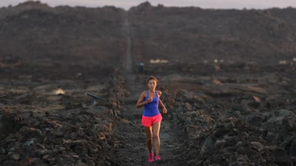 Running Sport Fitness Runner Woman Running Cross Country Trail Run — Stock Video