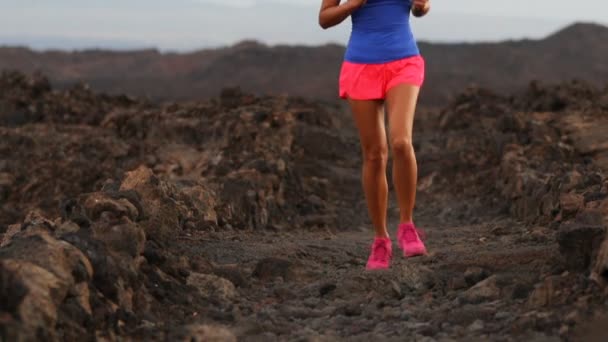 Ejecutar Deporte Corredor Fitness Mujer Primer Plano Piernas Femeninas Zapatillas — Vídeo de stock