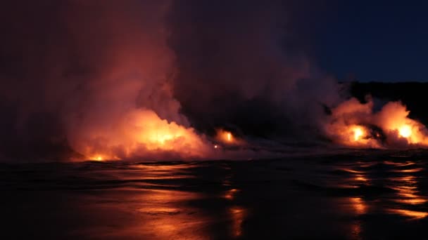 Lava Løber Havet Fra Vulkansk Lava Udbrud Big Island Hawaii – Stock-video