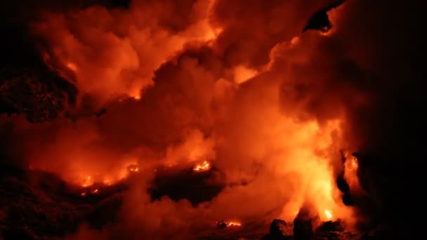 Lava Flowing Ocean Volcano Lava Eruption Big Island Hawaii Lava — Wideo stockowe