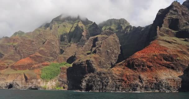 Napali Costa Playa Kauai Hawaii Aka Pali Vista Desde Agua — Vídeo de stock