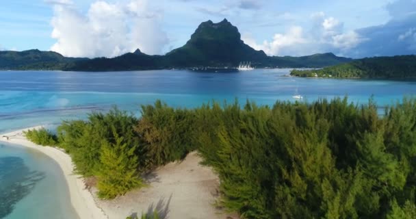 Французька Полінезія Вигляд Острова Моту Бора Бора Показує Лагуну Коралового — стокове відео