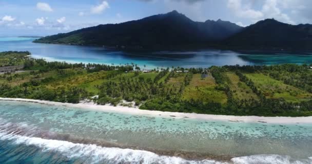 Franska Polynesien Tahiti Antenn Utsikt Över Huahine Och Motu Murimaora — Stockvideo