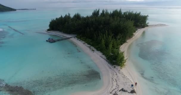 Bora Bora Polinesia Francesa Vista Aérea Isla Motu Paradise Agua — Vídeo de stock