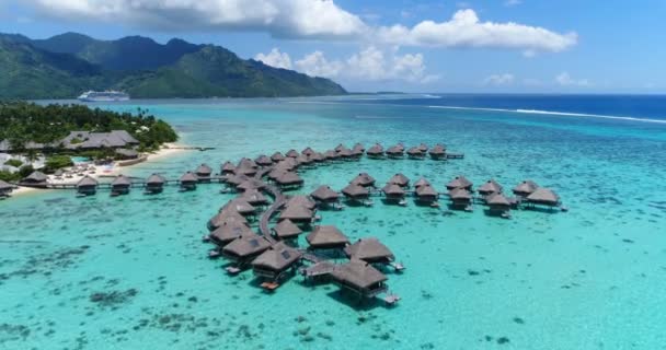 Resor Semester Paradis Antenn Video Med Overwater Bungalows Lyx Resort — Stockvideo