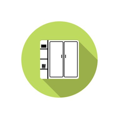 Wardrobe with shelves, flat icons in circles with long shadows vector illustration