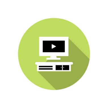 Cabinet and TV set, flat icons in circles with long shadows vector illustration