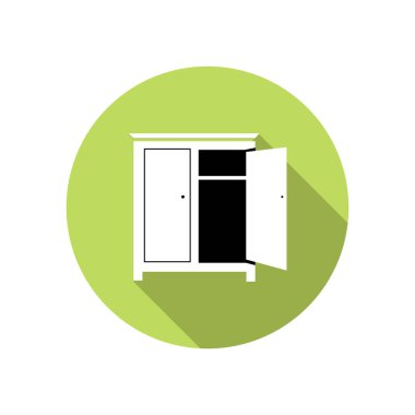 Wardrobe with shelves, flat icons in circles with long shadows vector illustration