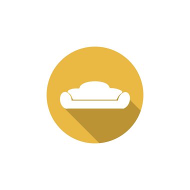 Sofa, flat icons in circles with long shadows vector illustration